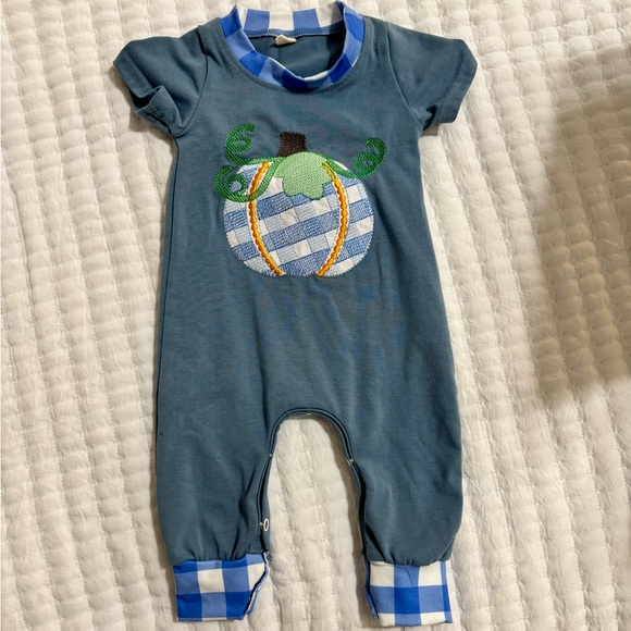 Blue Pumpkin Romper - Picture 1 of 2